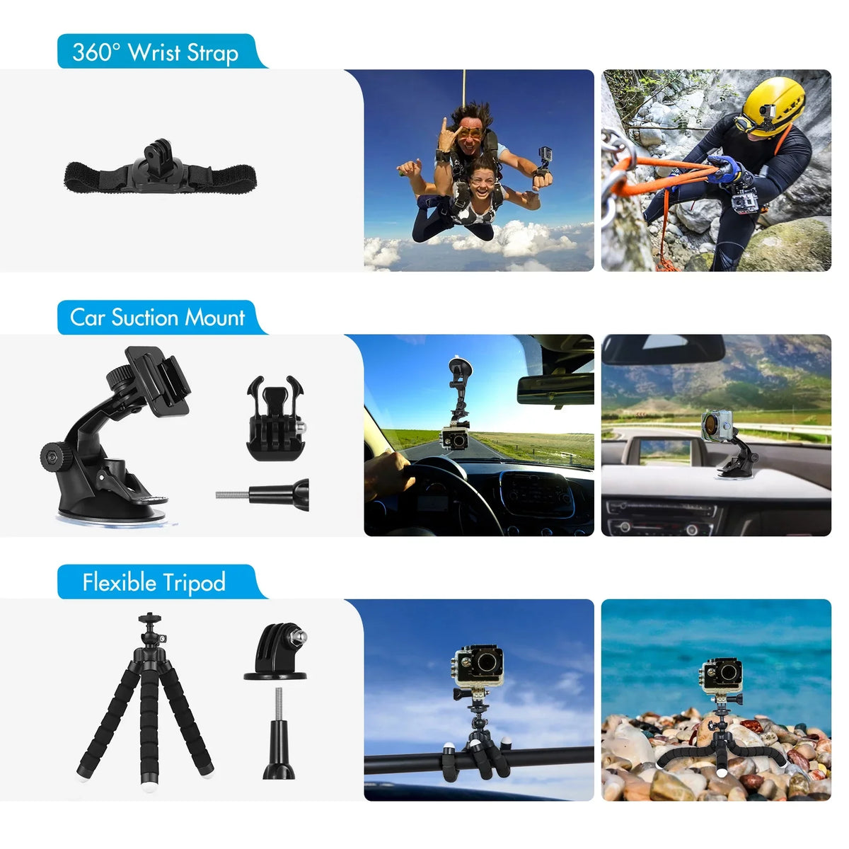 Anself Action Accessories Kit Sports Accessories Set with Waterproop Housing Silicone Protective Case Selfie Stick Various Mount Bracket and More Replacement for GoPro Hero 109 Black with - Exclusive Design