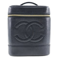 Pre-Owned CHANEL Vanity Handbag Coco Mark Matte Caviar Skin Made in France Black Zipper Ladies (Good)