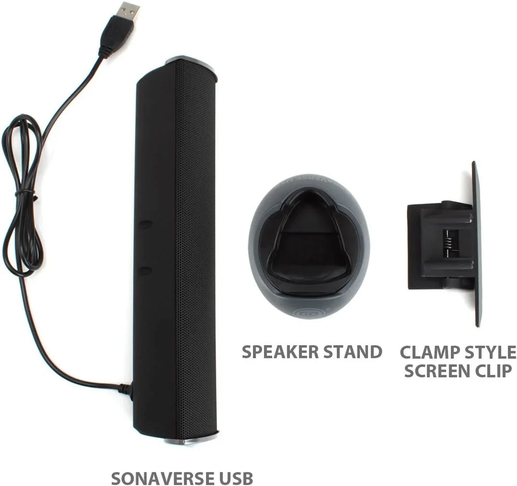 SonaVERSE USB Speakers for Laptop Computer - USB Powered Mini Sound Bar with -On Portable External Speaker