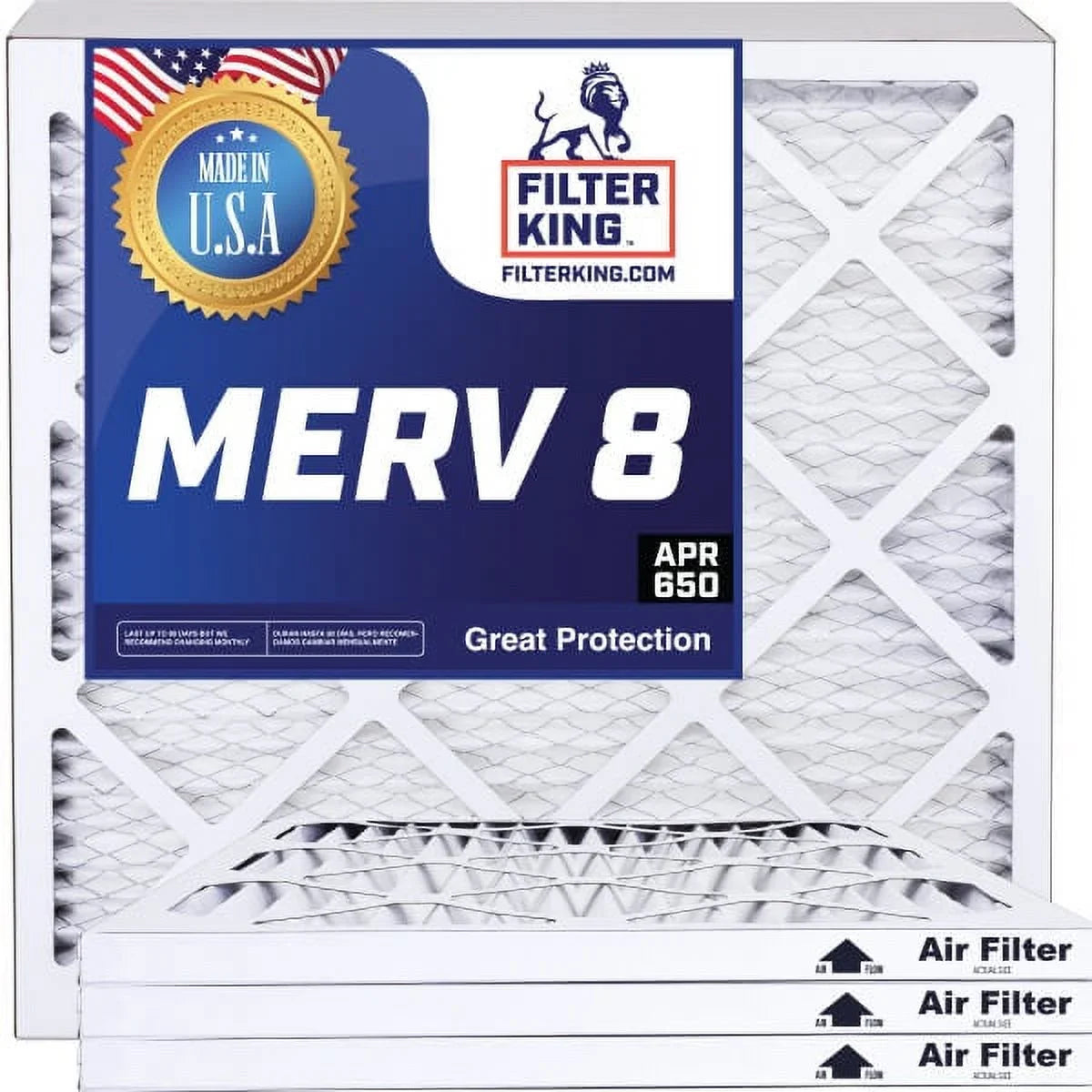 Filter King 40x25x1 Air Filter | 4-PACK | MERV 8 HVAC Pleated A/C Furnace Filters | MADE IN USA | Actual Size: 40 x 25 x .75"