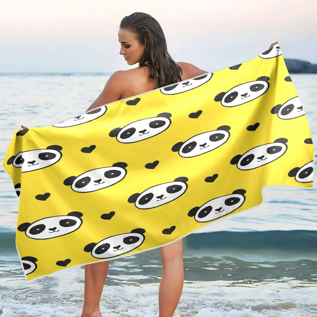 Bestwell Panda Beach Towel Oversized Towel Blanket, Thin Lampweight Microfiber Sand Free Quick Dry Towel, 30âX60â Multipurpose Pool Bath Yoga Swim Shower Towel