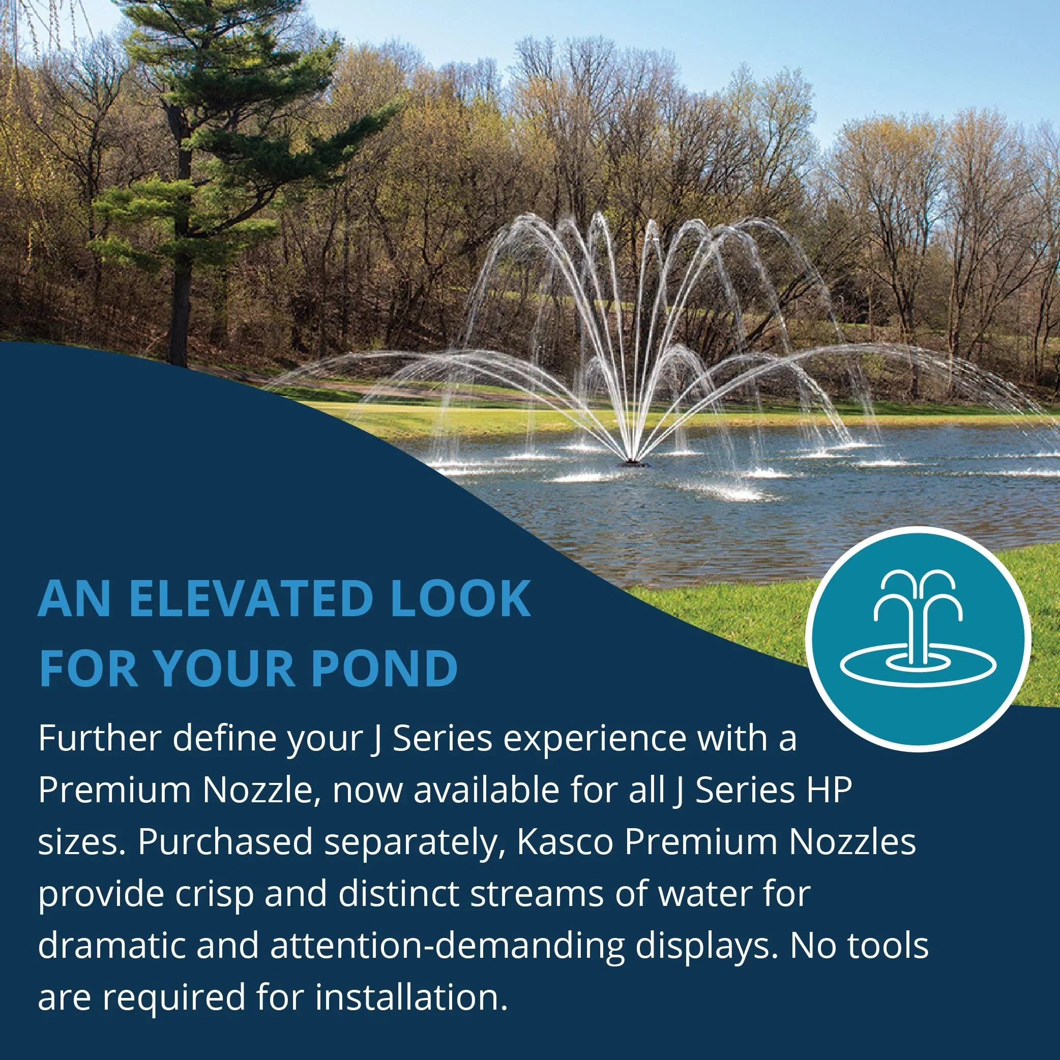 Kasco J Series 2 , 3 , 5 & 7-1/2 Magnolia Premium Fountain Nozzles Only (Fountain not Included) - Exclusive Design