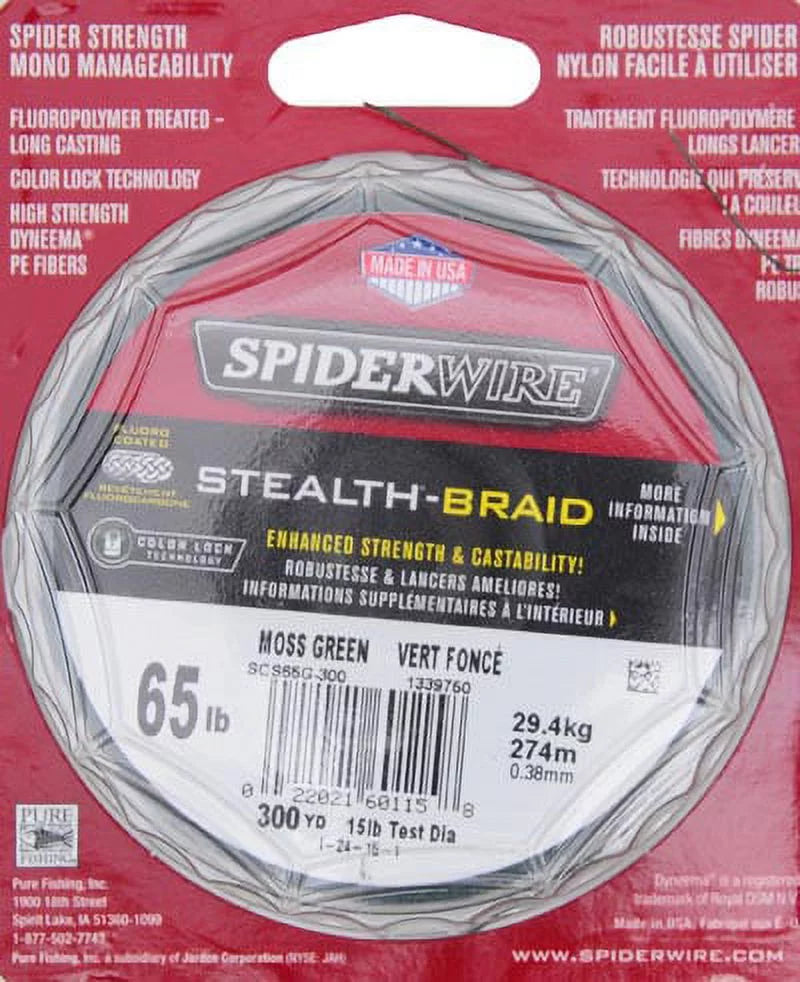 SpiderWire StealthÂ® Superline, Moss Green, 65lb | 29.4kg Fishing Line - Exclusive Design