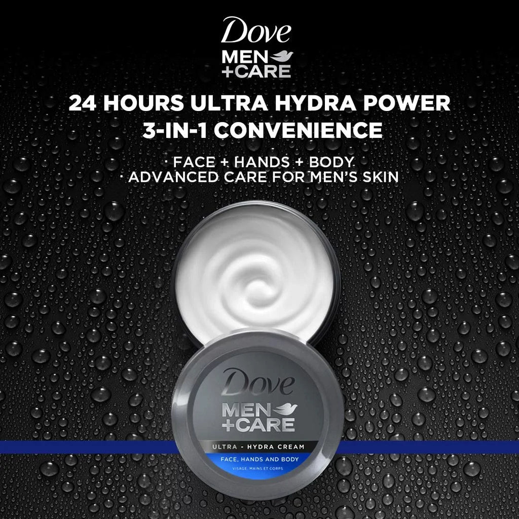 Dove Men+Care Ultra Hydra Cream, Face, Hands And Body Care, All Skin Types, 6 Pack Of 5.07 Oz Each.