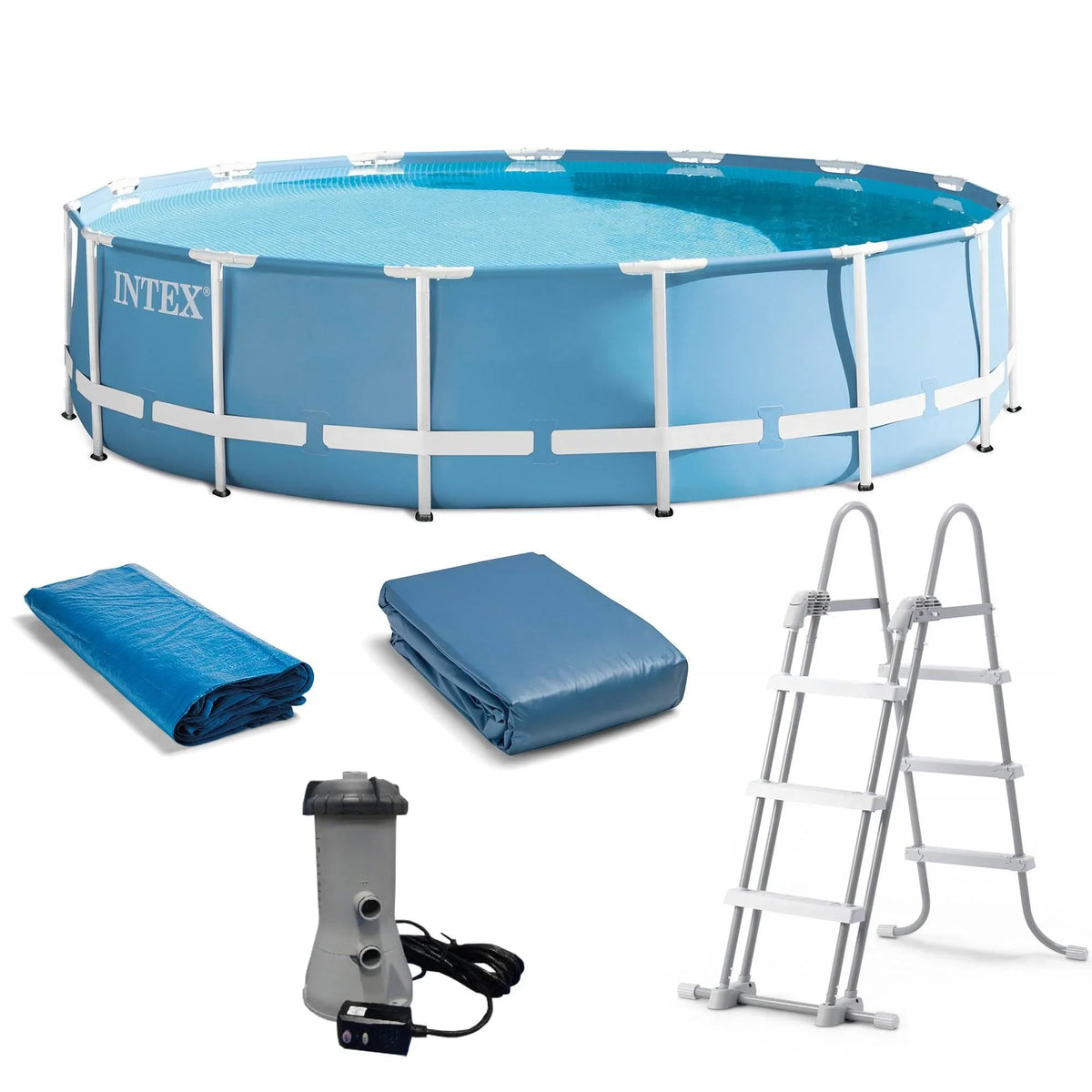 Intex 15ft x 15ft x 42in Prism Steel Frame Above Ground Swimming Pool Set & Pump - Exclusive Design
