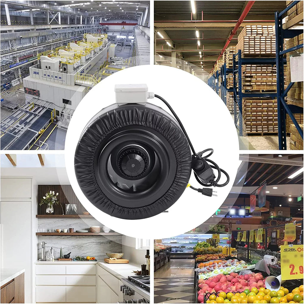 FETCOI Grow Tent Fan 8 Inch Inline Fan Industrial Grade Duct Exhaust Fan Combinable with HEPA Filter & Carbon Filter Powerful Booster Fanwith Speed Controller - Exclusive Design