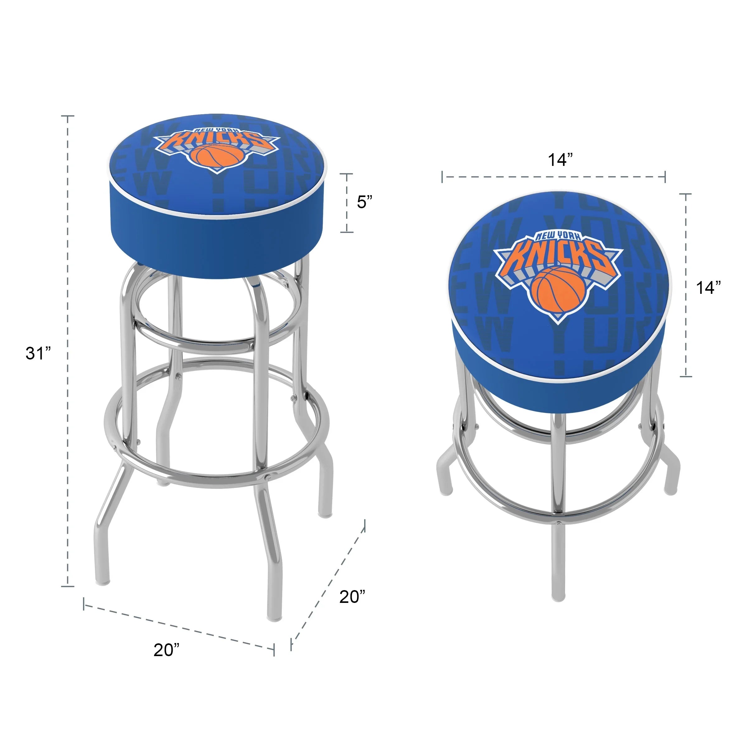 Trademark Gameroom New York Knicks City Bar Stool with Padded Seat