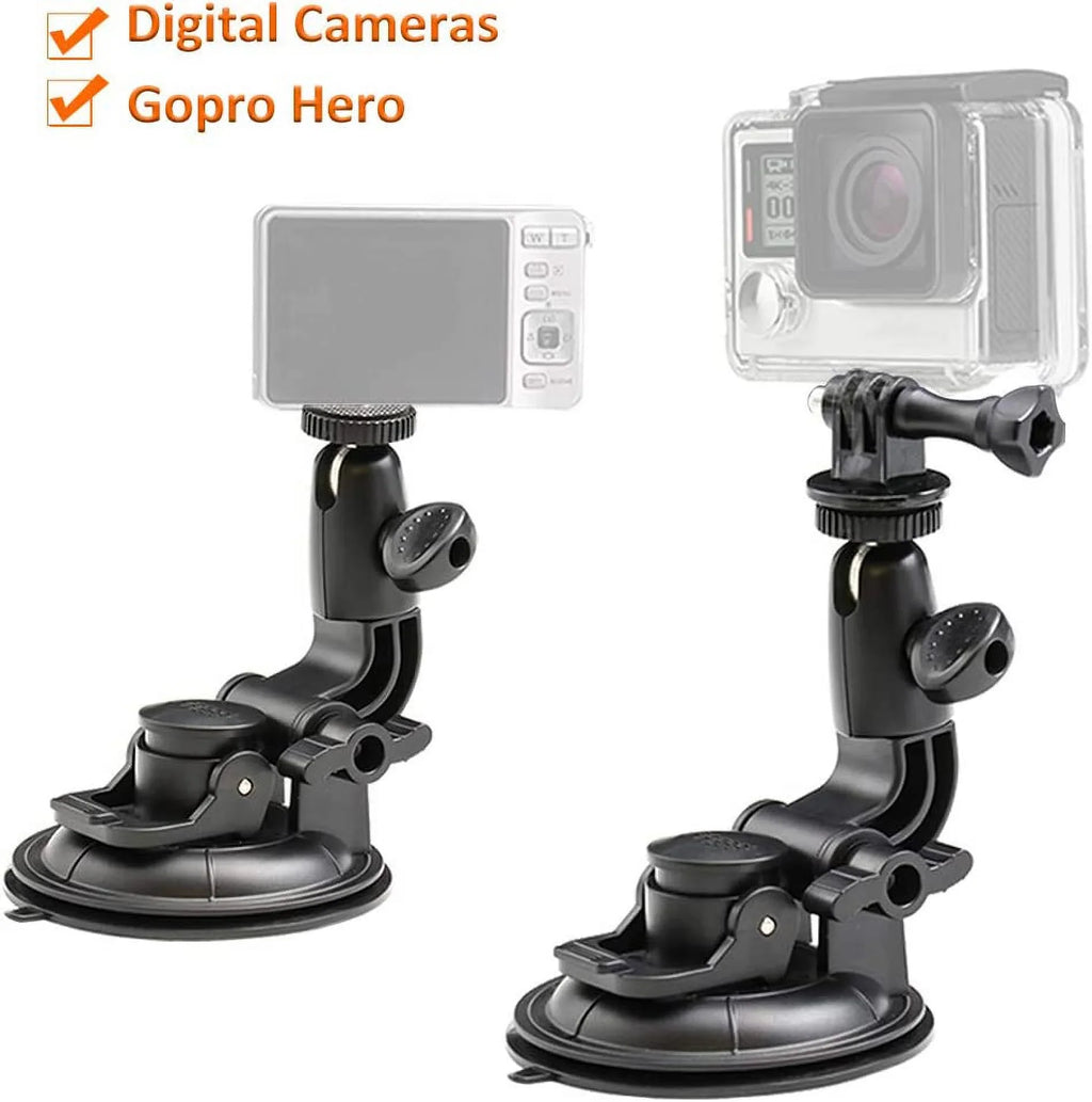 Heavy Duty Camera Car Windshield Mount with 1/4-20 Adapter for GoPro Hero Series and All Cameras - Exclusive Design