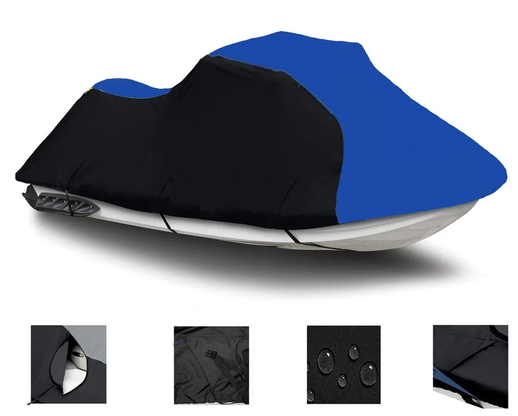 BLACK / BLUE HEAVY-DUTY, 600 DENIER Cover Compatible for Sea Doo Sea-Doo RX Di 2000 2001 2002 2003 Jet Ski Cover PWC Cover 2 Seater