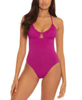 Becca by Rebecca Virtue BERRY Color Convertible One-Piece Swimsuit, US Small - Exclusive Design