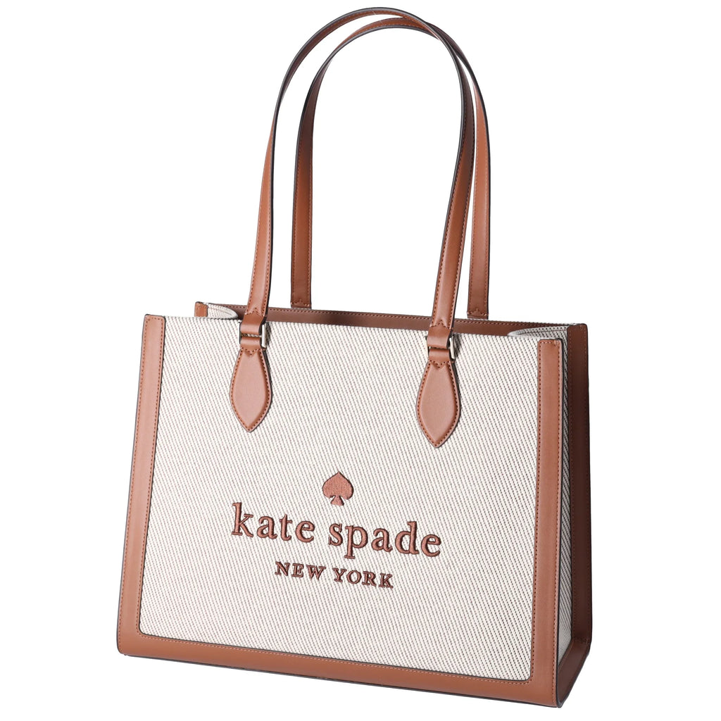 Kate Spade KF508 Ellie Canvas Leather Large Shoulder Tote Warm Gingerbread - Exclusive Design