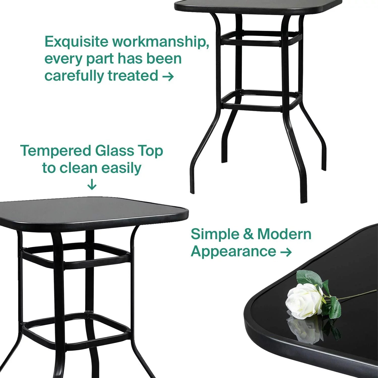 Stylish Madison Modern & Water Resistance Glass Bar Table For Poolside Use