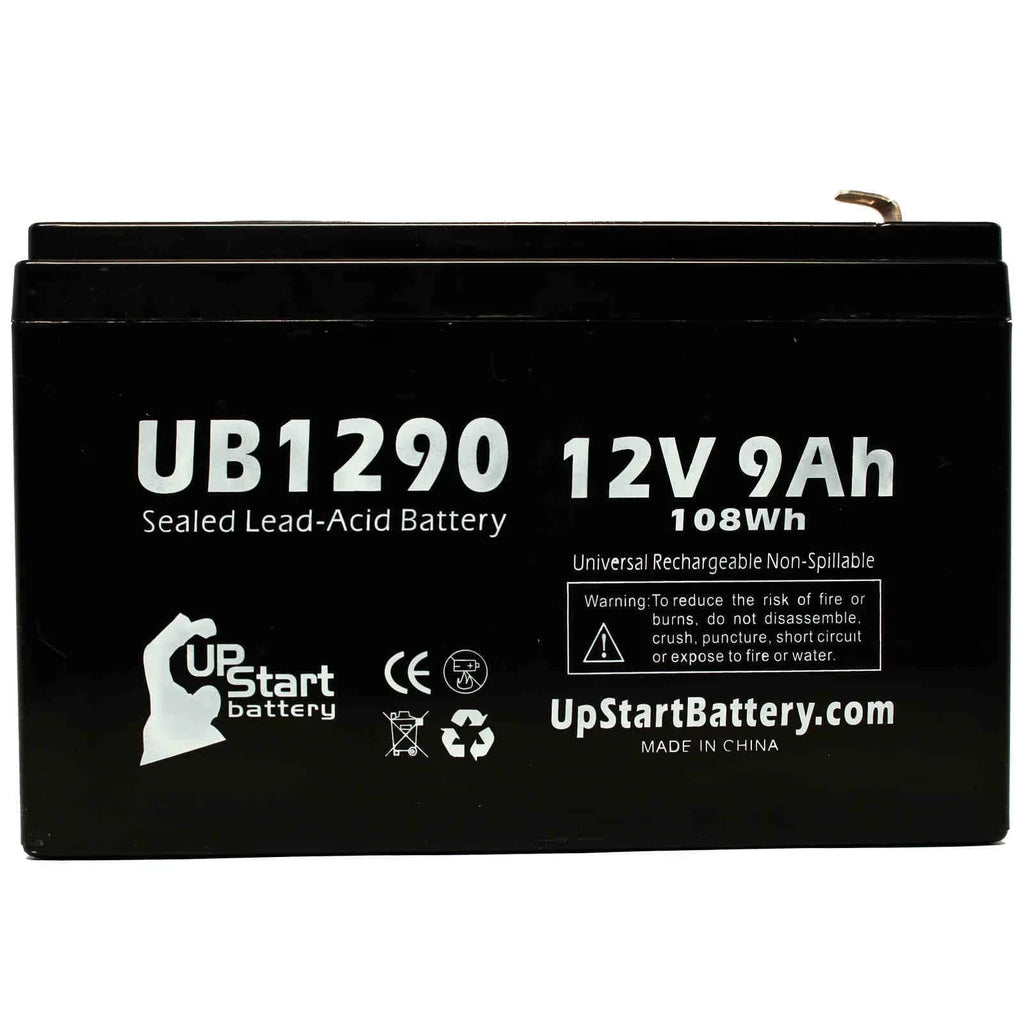 4x Pack - Compatible Kontron 7640 MICROGAS Battery - Replacement UB1290 Universal Sealed Lead Acid Battery (12V, 9Ah, 9000mAh, F1 Terminal, AGM, SLA) - Includes 8 F1 to F2 Terminal Adapters - Exclusive Design