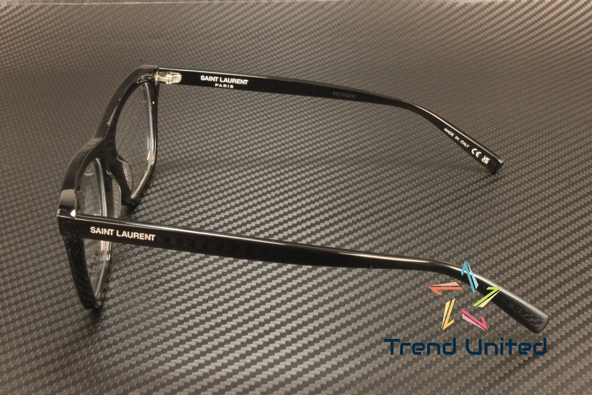Stylish SAINT LAURENT SL 481 001 Rectangular Squared Black 55 mm Men's Eyeglasses