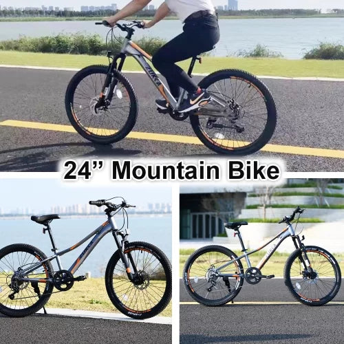Stylish Mountain Bike for Girls and Boys Mountain 24 inch shimano 7-Speed bike,Suspension fork,Aluminum alloy Frame,10 inch Frame