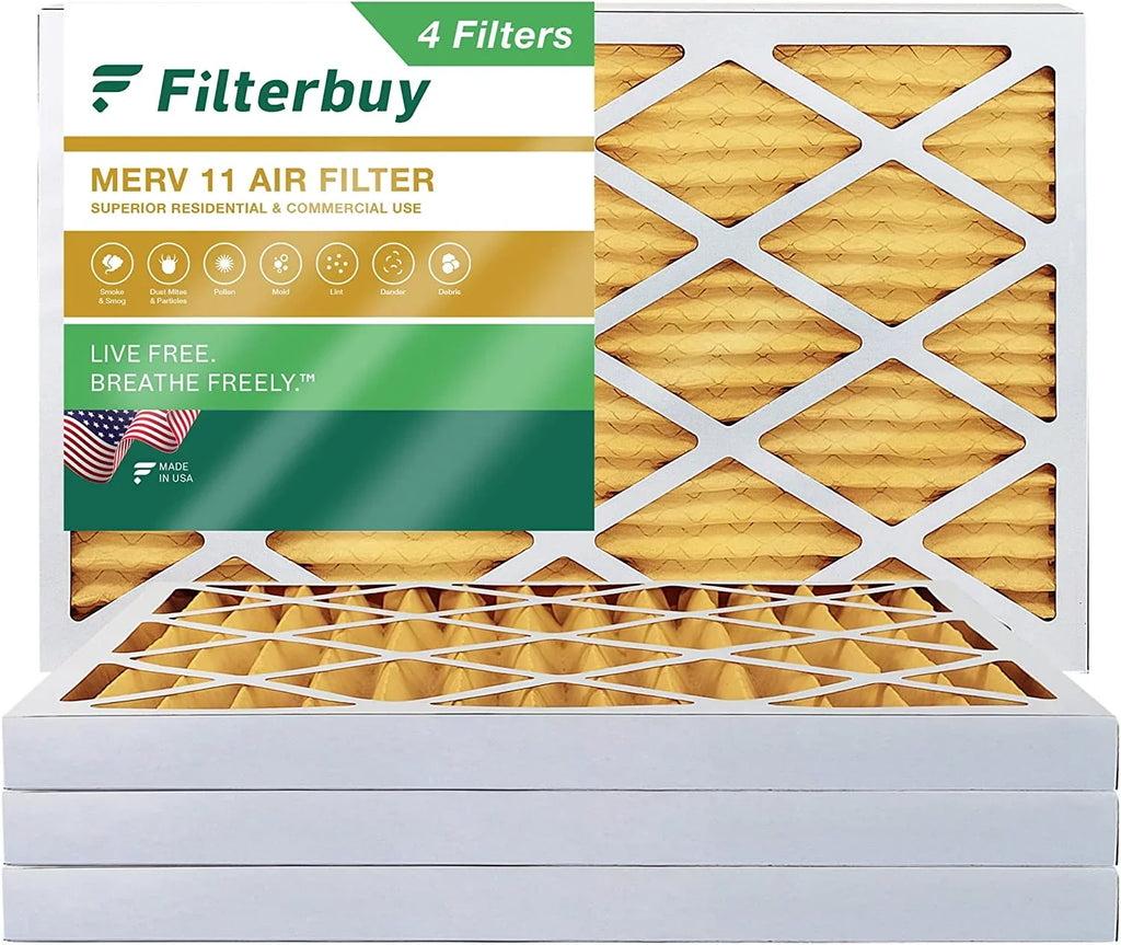Filterbuy 16x25x2 MERV 11 Pleated HVAC AC Furnace Air Filters (4-Pack) - Exclusive Design