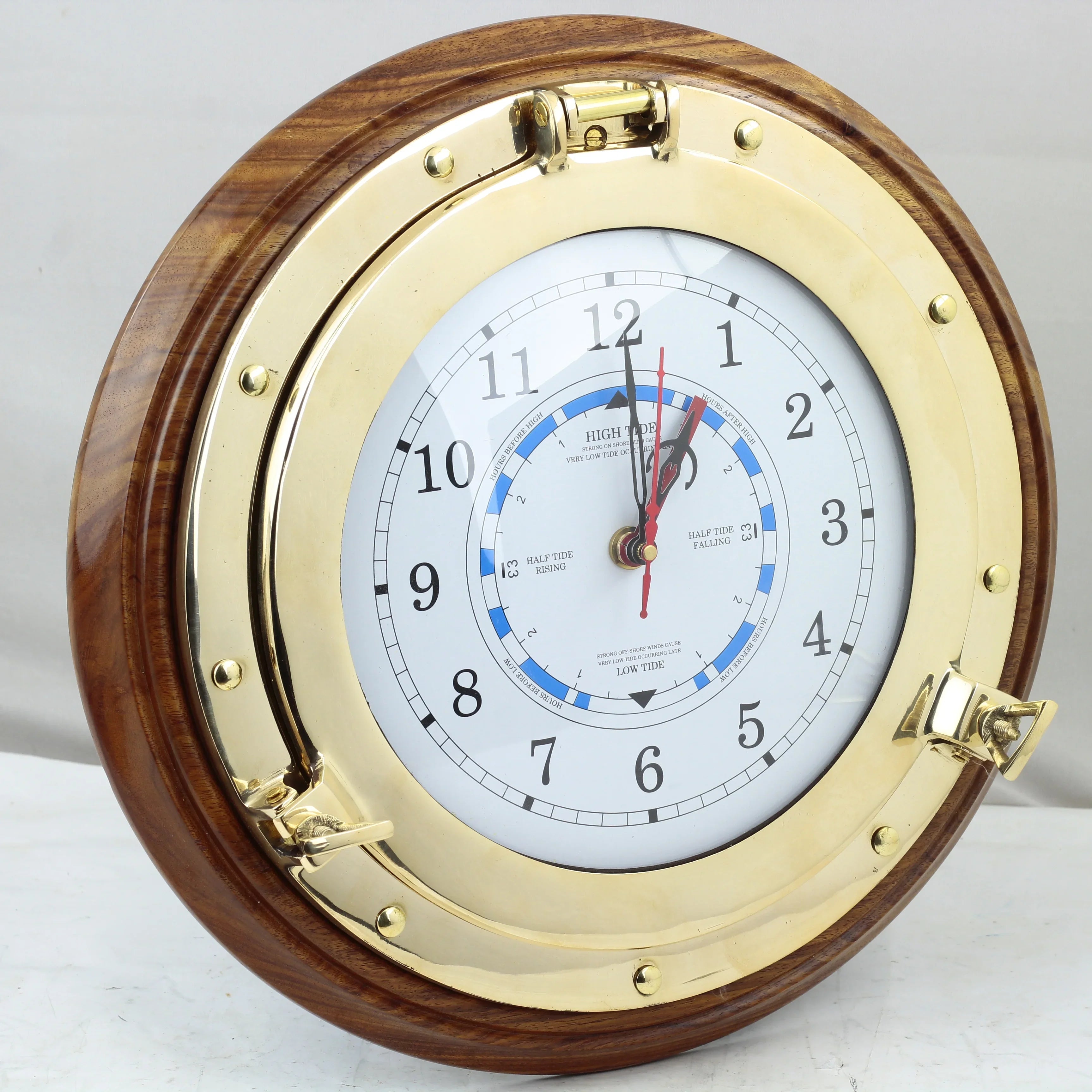 Nagina International 16" Premium Ornamental Time Tide Clock On Solid Deluxe Wood Base | Pirate's Ocean Beach Decor