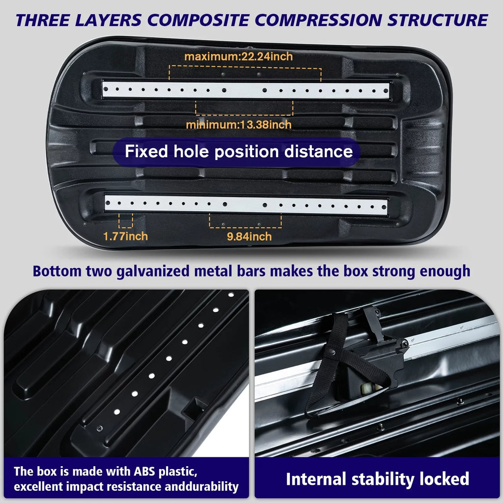 Large Rooftop Cargo Carrier Hard Shell Rooftop Cargo Box with Double Locks, 13 ftÂ³ Waterproof Cargo Box for SUV Rooftop 56.3" L x 30.3" W x 13.8" H, Carbon Fibre Grain