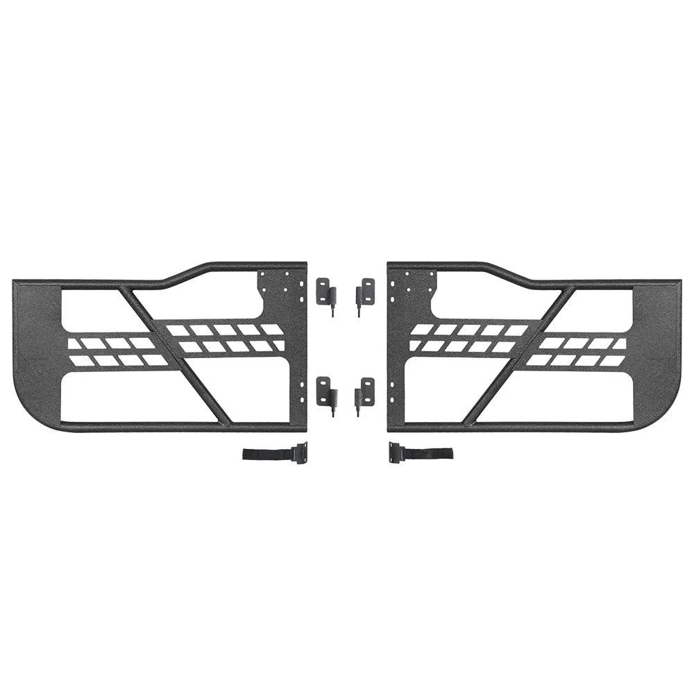 Stylish Hooke Road Fit 2018-2023 Jeep Wrangler JL 2-Door Steel Tubular Half Door Guards Frame Black