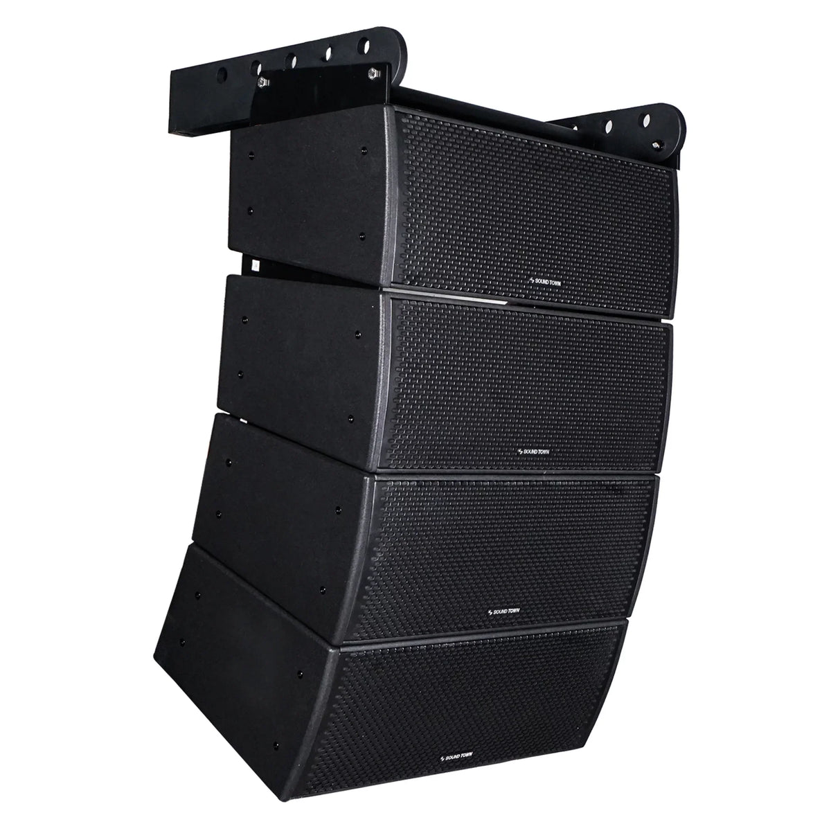 Sound Town All-Weather 4 x Dual 8â Water-Resistant Passive Line Array System with 3â Titanium Compression Drivers, Full Range/Bi-amp Switchable, Black (ZETHUS-IP208X4)