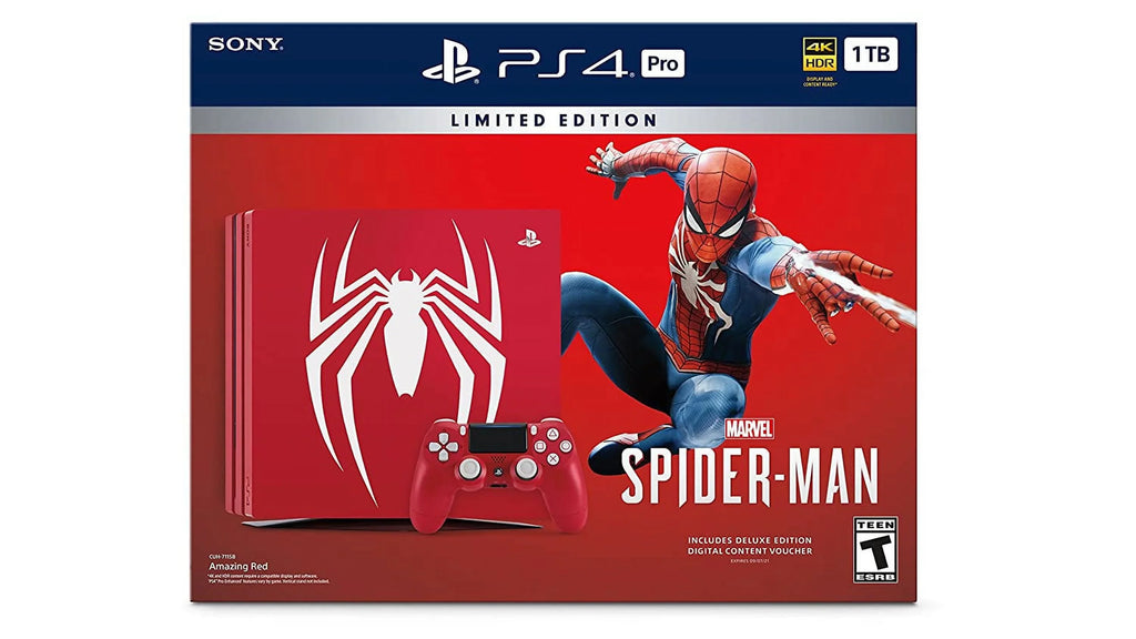 Pre-Owned Sony PlayStation 4 Pro 1TB Gaming Console Spider-Man Limited Edition With HDMI Cable BOLT AXTION