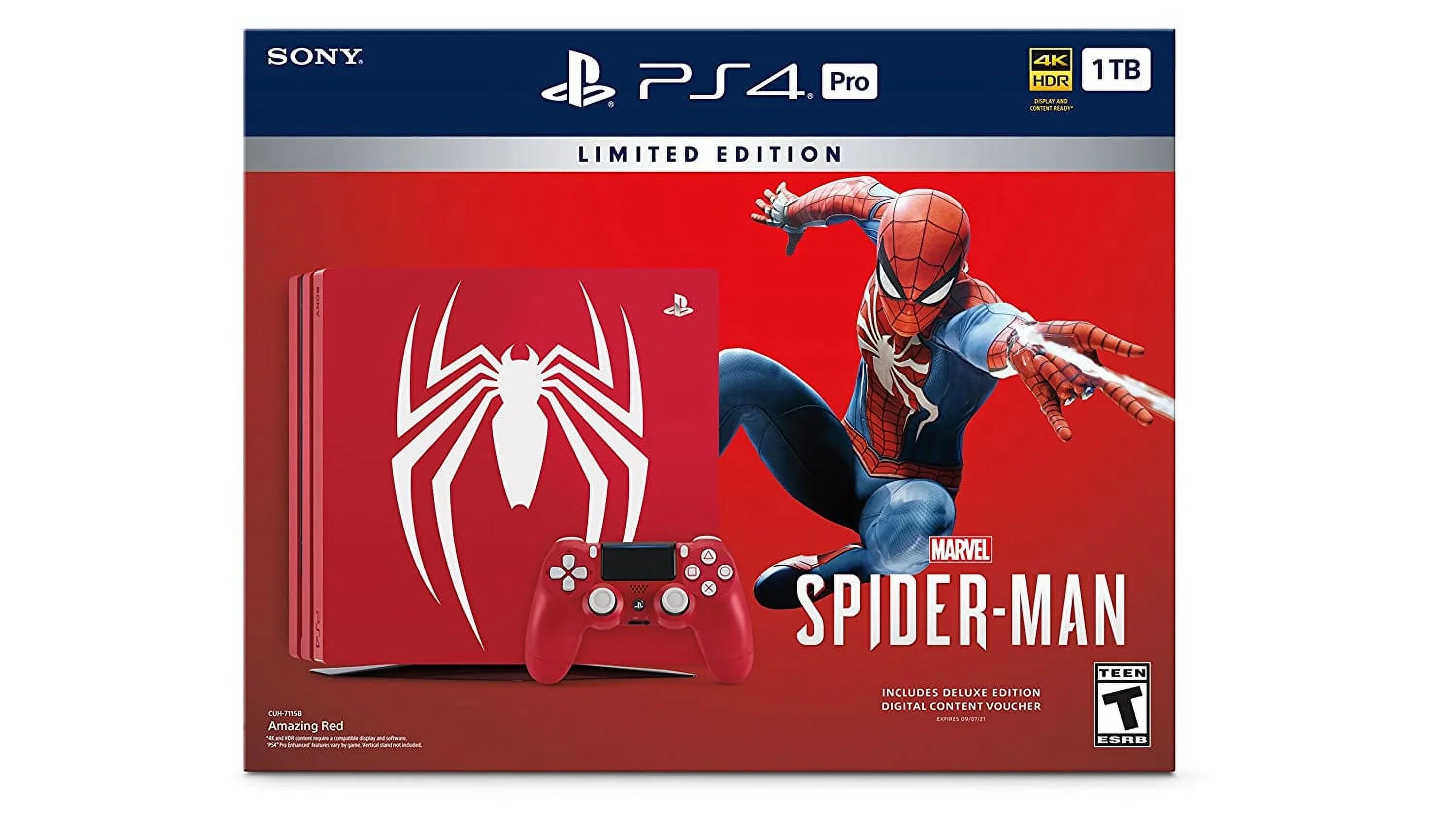 Pre-Owned Sony PlayStation 4 Pro 1TB Gaming Console Spider-Man Limited Edition With HDMI Cable BOLT AXTION
