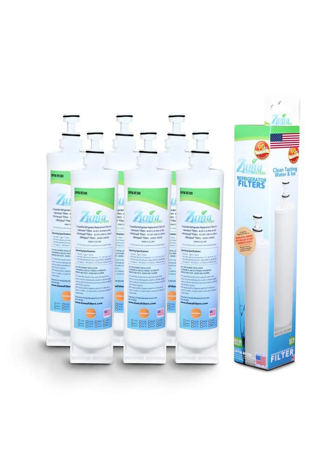 ZUMA Brand , Water and Ice Filter , Model # OPFW-RF300 , Compatible with WhirlpoolÂ® 4392857 - 6 Pack - Made in U.S.A. - Exclusive Design