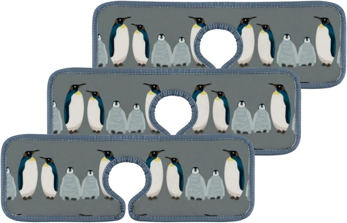Stylish Bestwell 3PCS Faucet Absorbent Mat, Sea Bird Penguin Washable Sink Splash Guard Drip Catcher, Kitchen Bath Countertop Sinkmat Microfiber Drying Mats