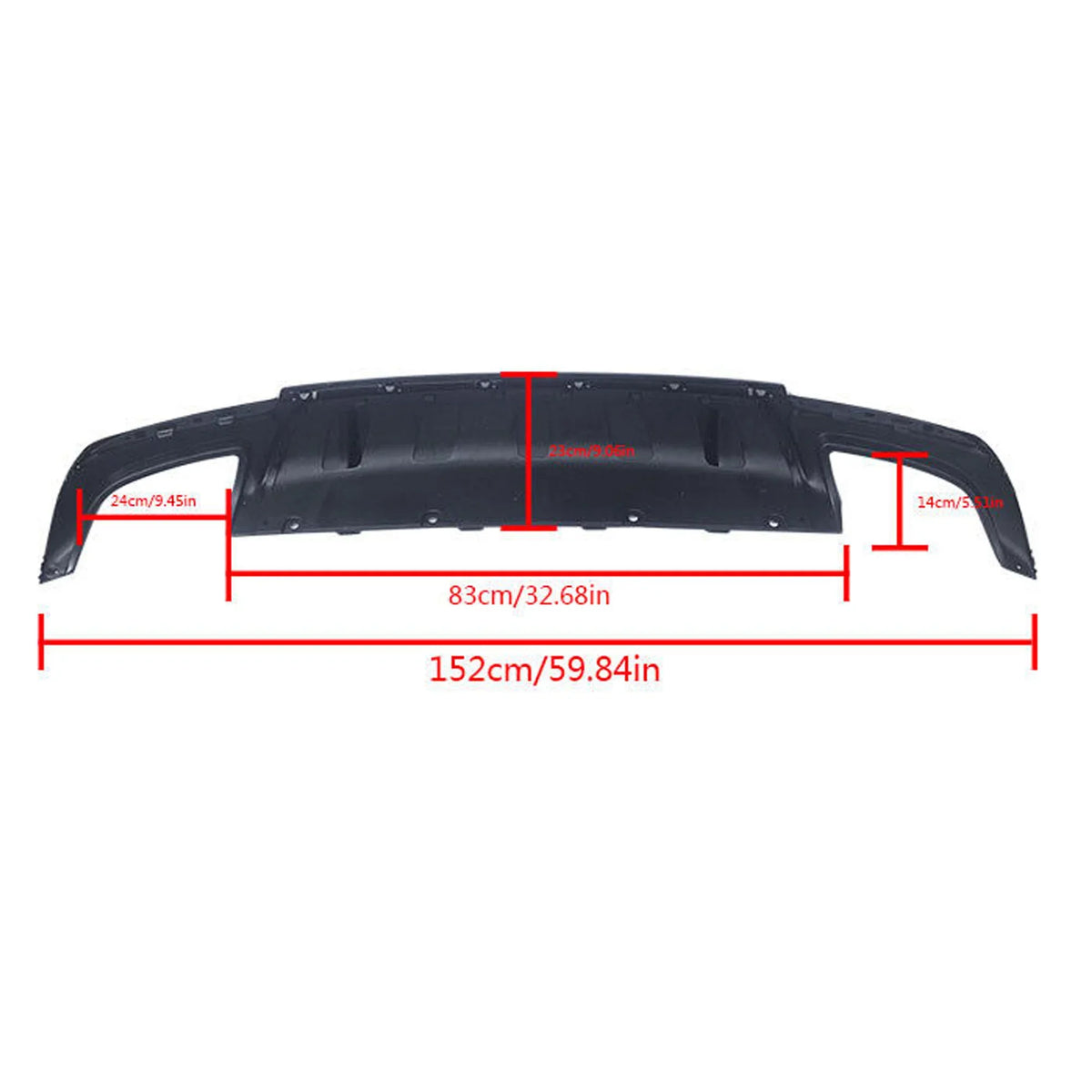 NINTE Rear Diffuser for 2015-2022 Chrysler 300 SRT Carbon Fiber Style Square Exhaust