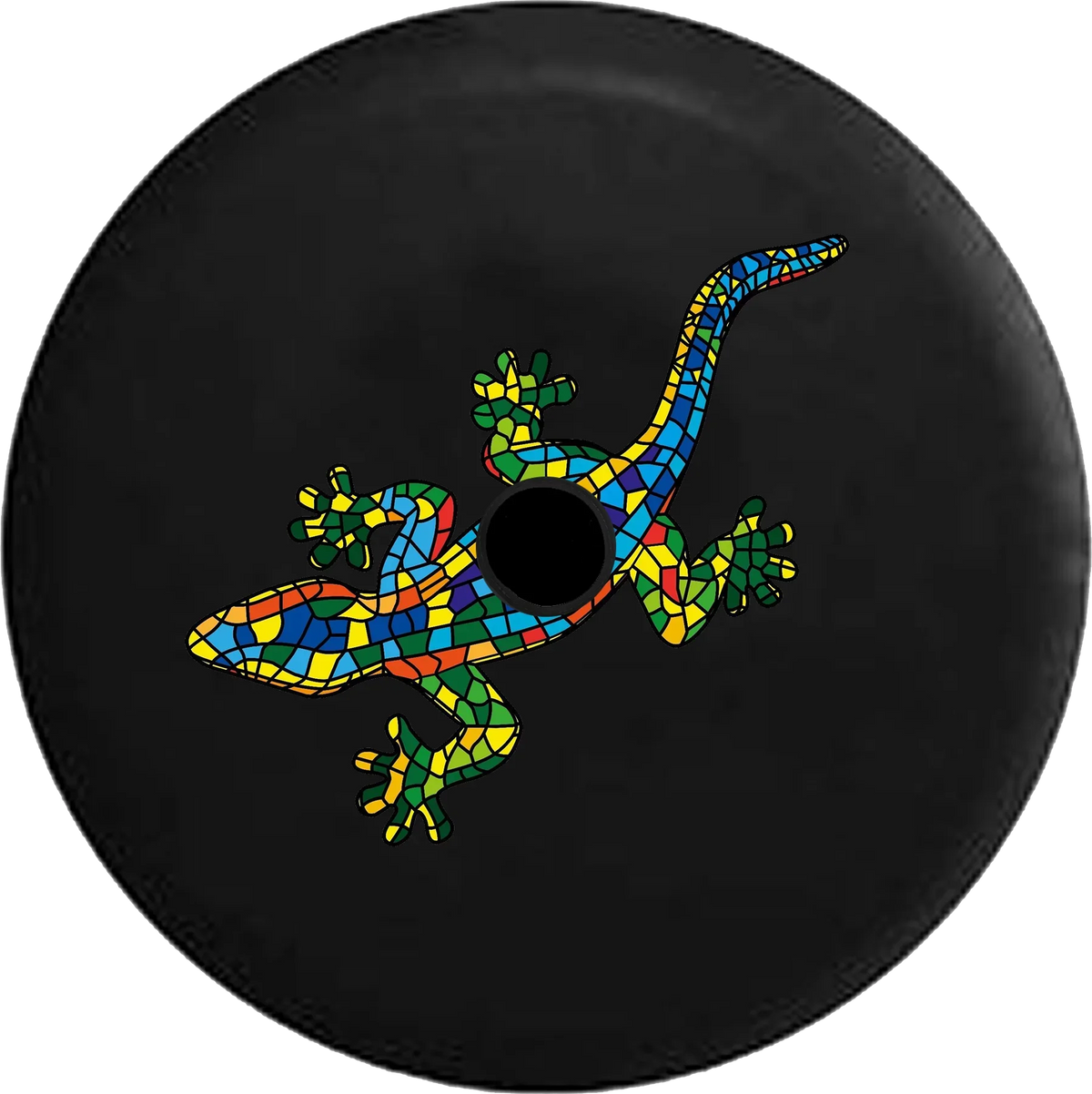 2018 2019 Wrangler JL Backup Camera Mosaic Tile Multicolor Lizard Gecko Spare Tire Cover for Jeep RV 33 Inch - Exclusive Design