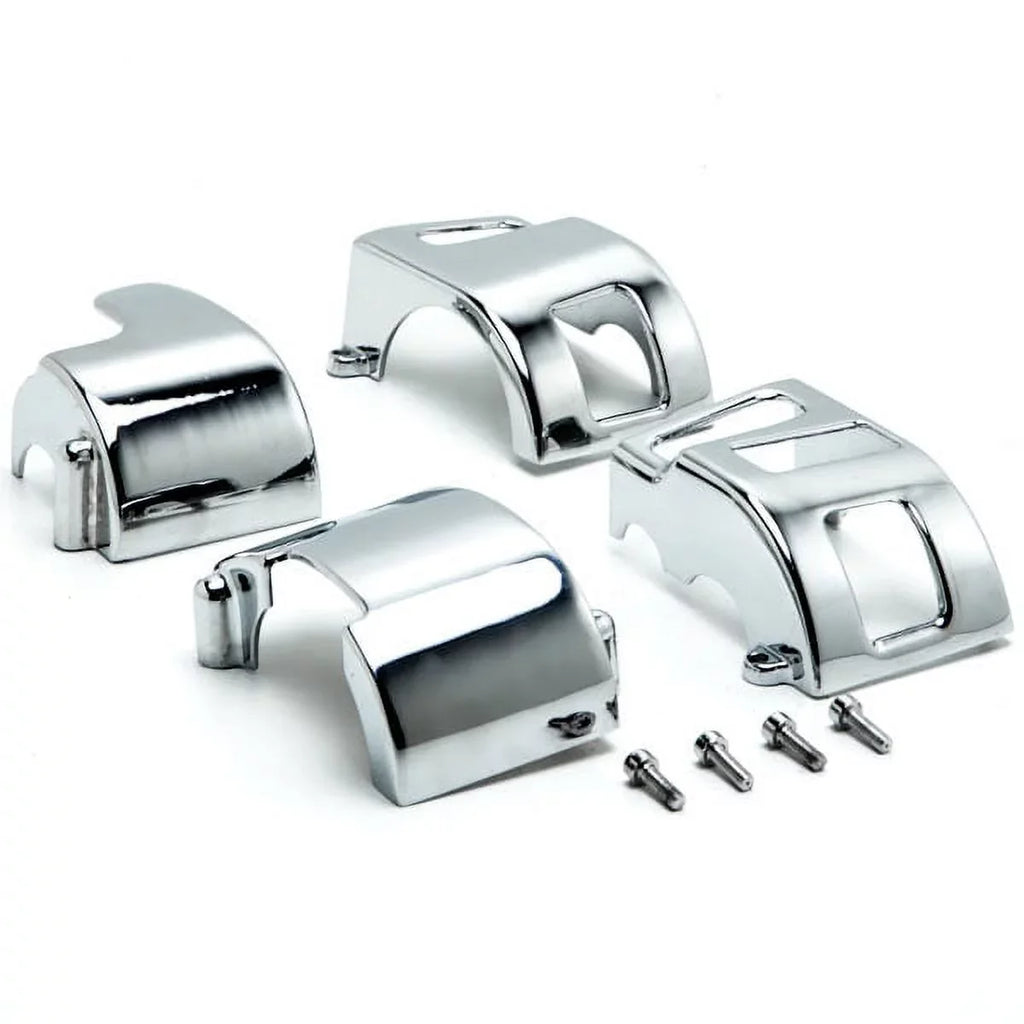Krator Yamaha Road Star V-Star 650 Kawasaki Vulcan 1500 1600 Custom Handlebar Switch Housing Cover Kit - Chrome