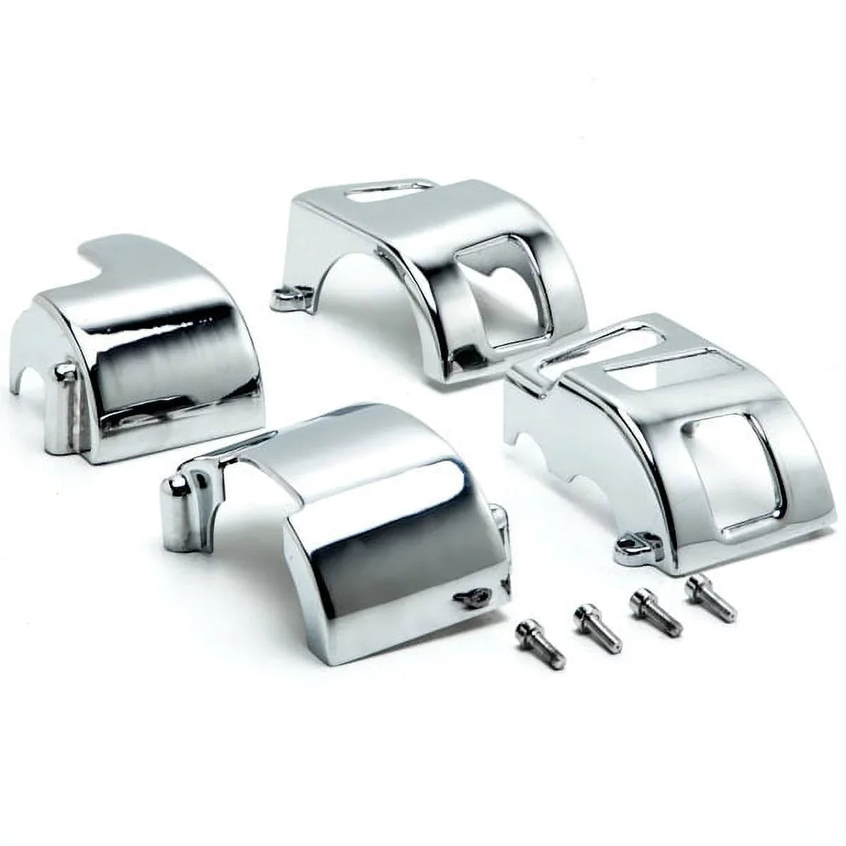 Krator Yamaha Road Star V-Star 650 Kawasaki Vulcan 1500 1600 Custom Handlebar Switch Housing Cover Kit - Chrome