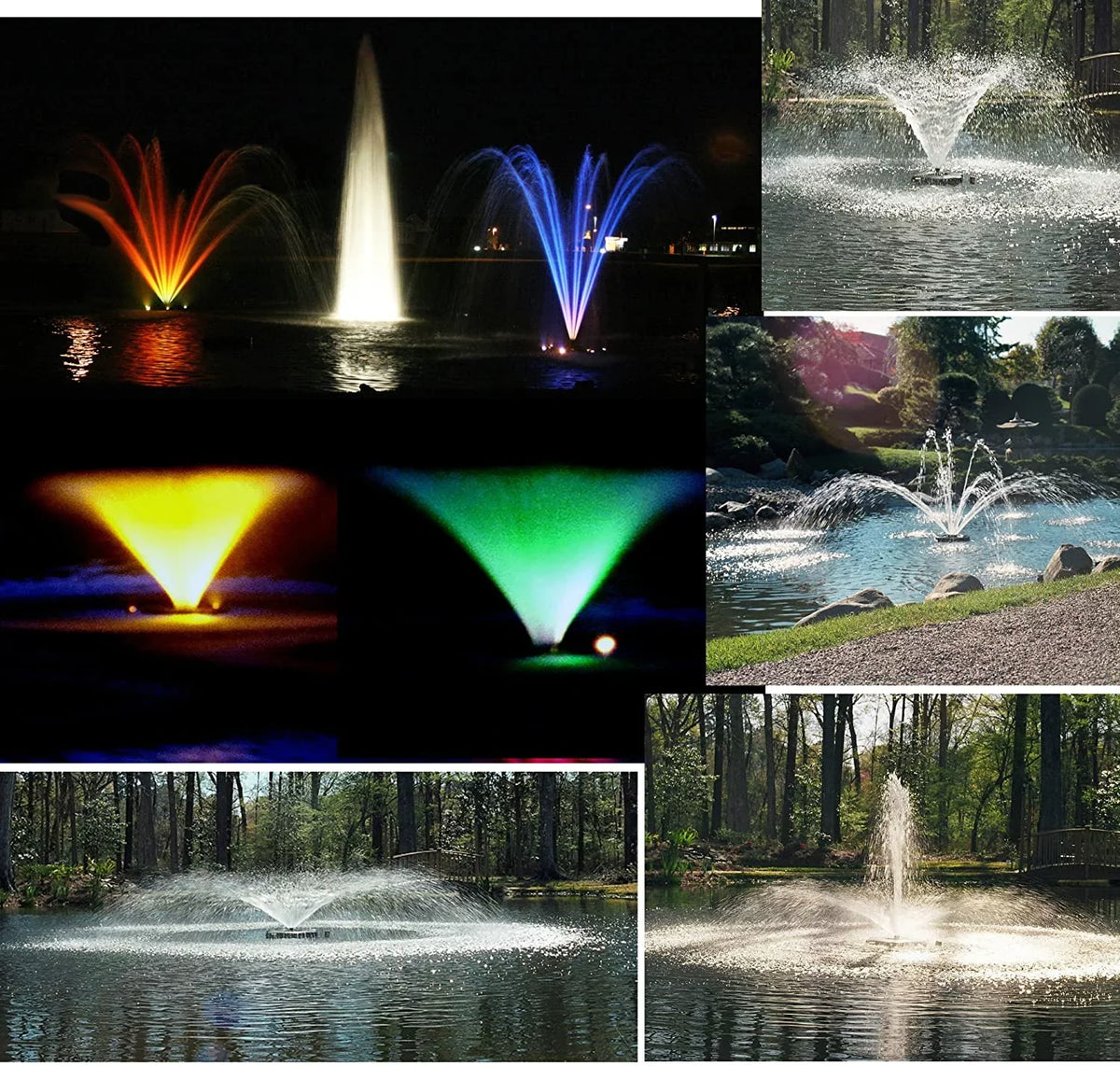 Stylish 1hp Decorative Fountain, 50 foot cord, 120 volt with LED3C11-050 Light Kit
