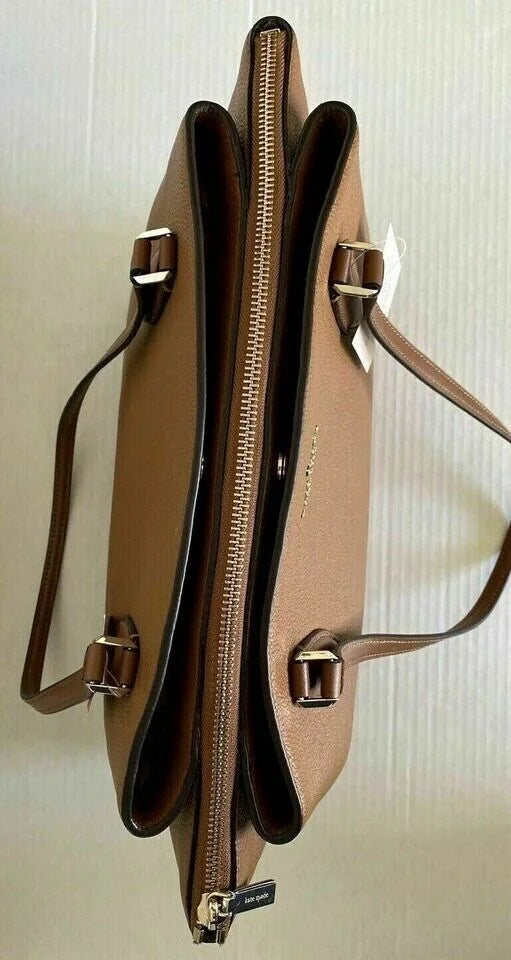 Kate Spade Monet Large 3-Compartment Brown Leather Tote WKRU6948 NWT $399 - Exclusive Design