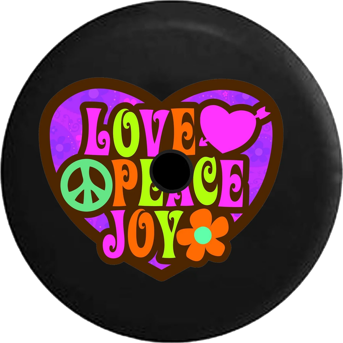 2018 2019 Wrangler JL Backup Camera Love Peace Joy Heart Sign Heart Flower Spare Tire Cover for Jeep RV 32 Inch