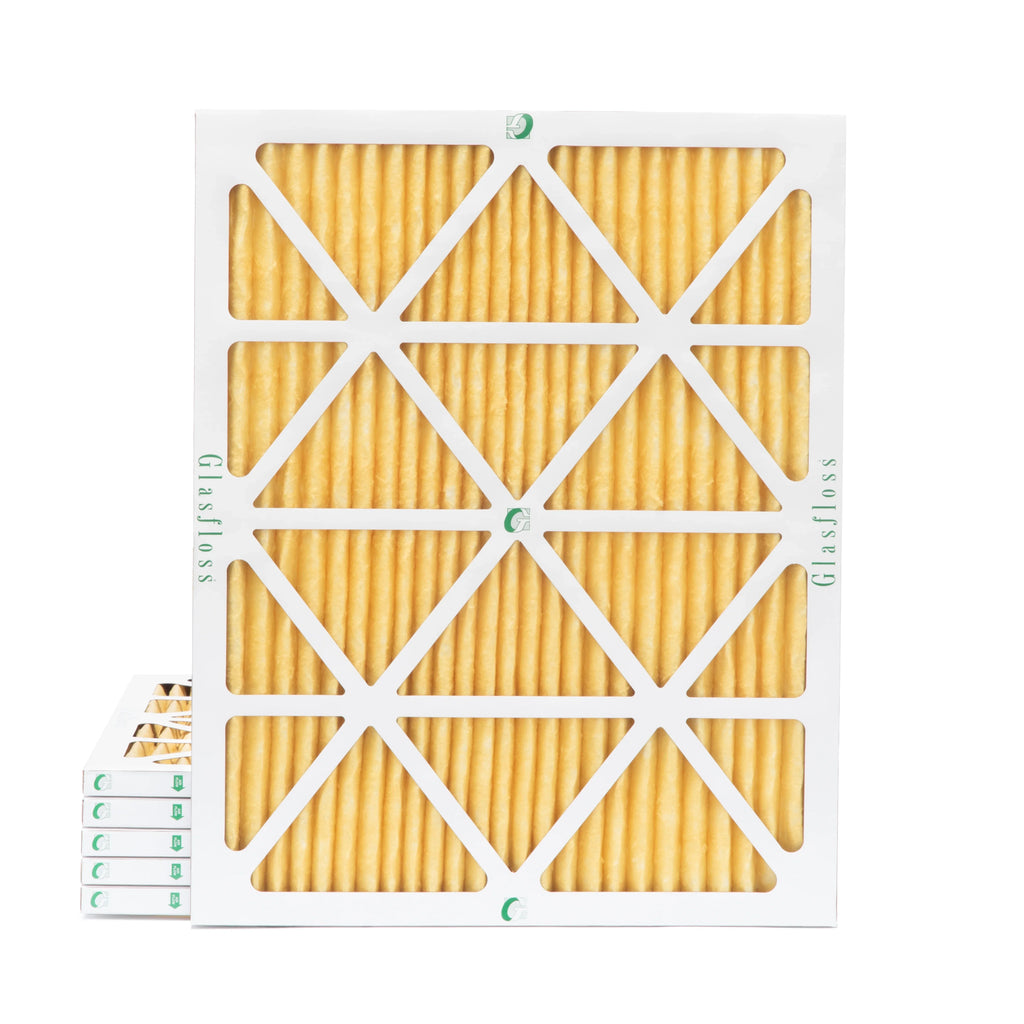 6 Pack of 14x20x1 MERV 11 Pleated Air Filters by Glasfloss. Actual Size: 13-1/2 x 19-1/2 x 7/8