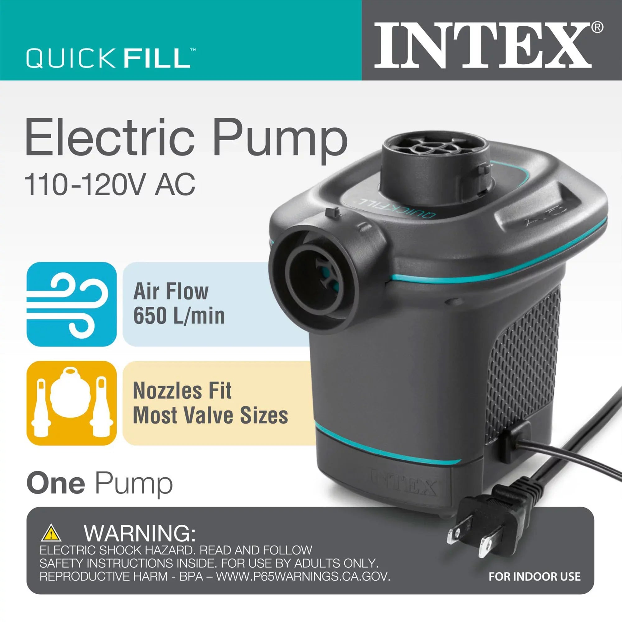 Stylish Intex 7.08'x 30" Family Lounge Pool w/ Built In Bench & 120V Electric Air Pump