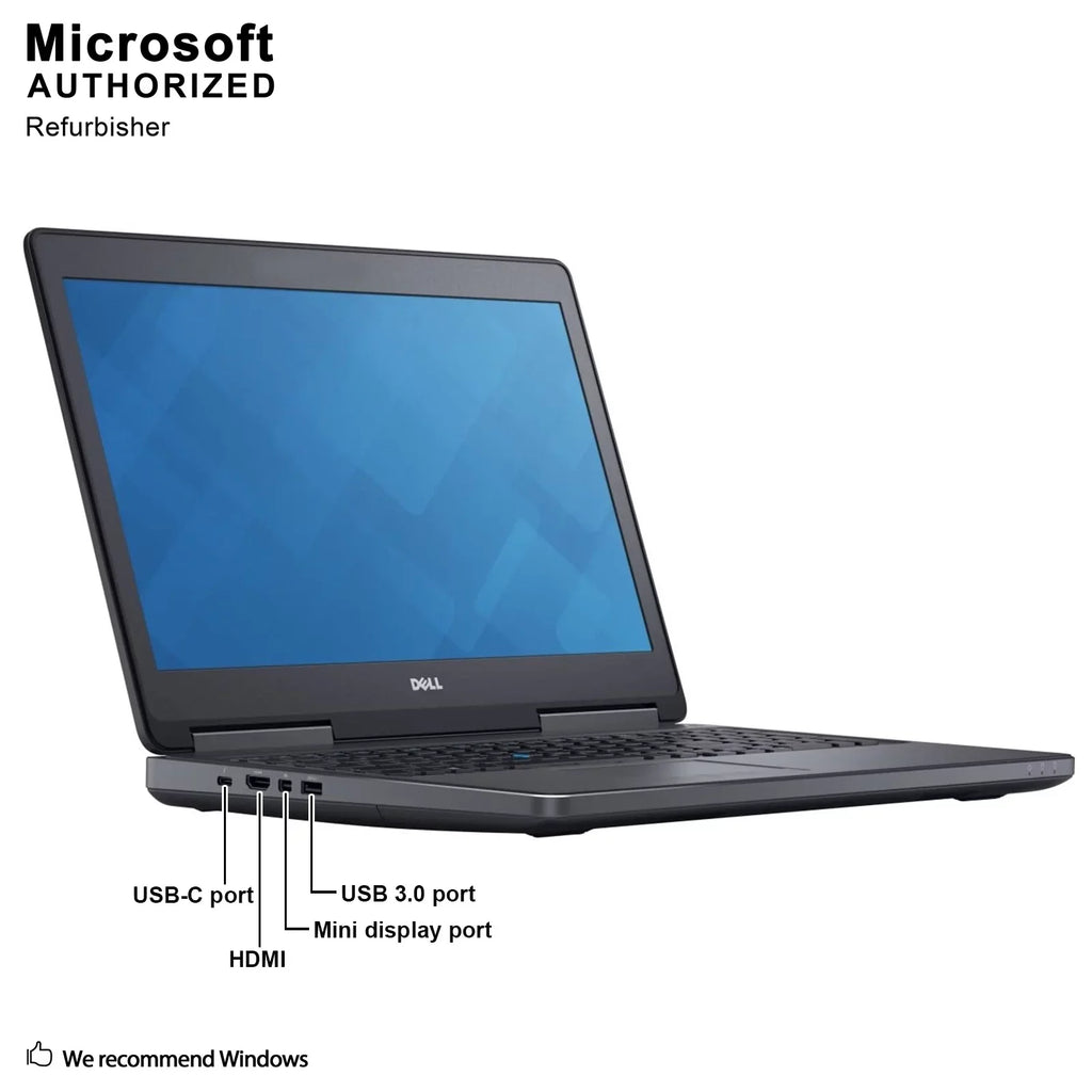 Refurbished Grade A Precision 7510 15.6" Business Laptop, i7-6920HQ 2.9GHZ, 8G DDR4, 500 SSD, MDP, HDMI, Windows 10 Pro 64 Bit-Multi-Language(EN/ES/FR)