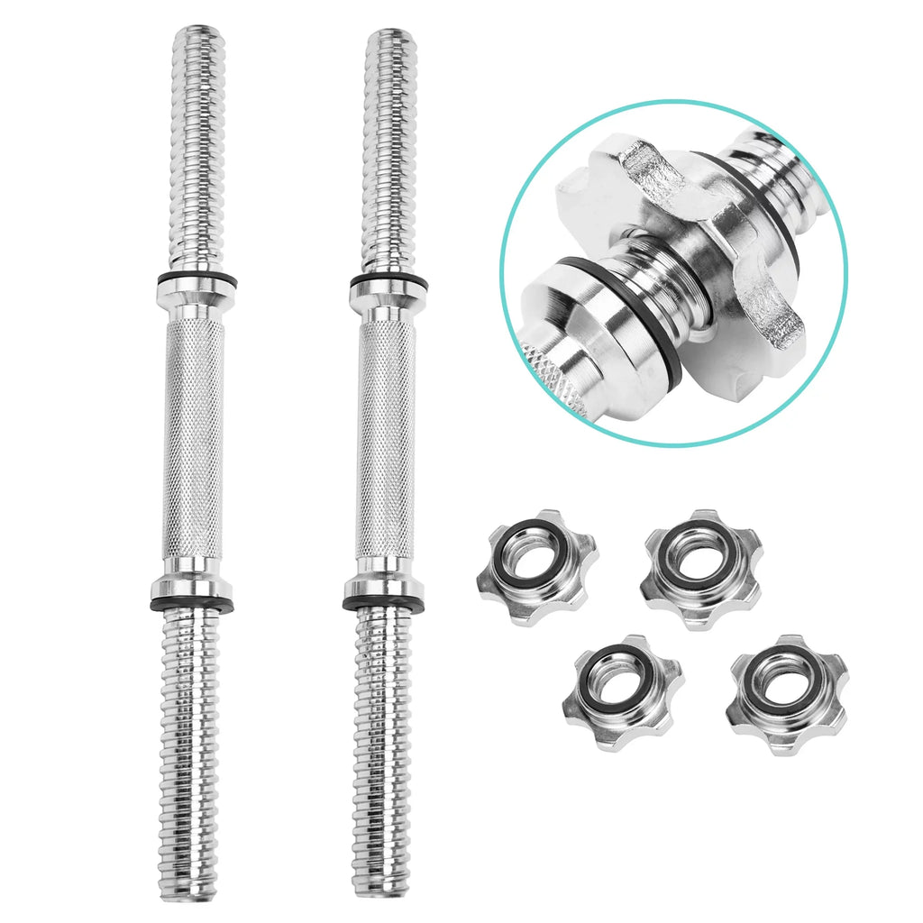 Stylish SAYFUT 17.77''/ 45cm Threaded Dumbbell Handles/ Adjustable Dumbbell Bar Handles - Fit 1 inch Standard Weight Plate - Weightlifting Accessories, Hex nut