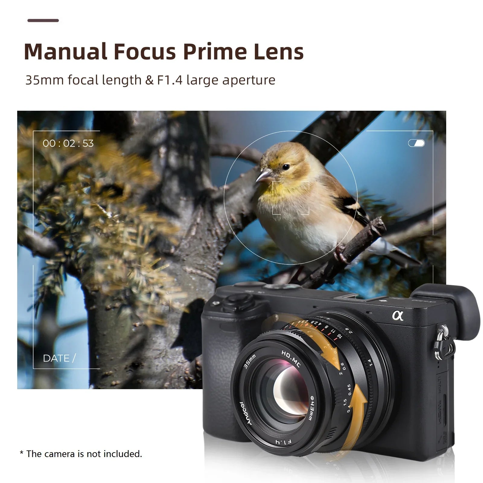 Dcenta Full Frame Camera Lens with Large Aperture Manual Focus for Sony A7/A7II/A7R/A7RII/A7S/A7SII/A6500/A6300 - Exclusive Design