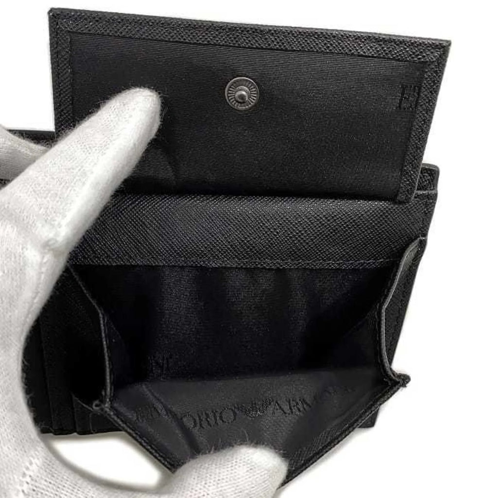 Pre-Owned Emporio Armani folio wallet black white Y4R165 leather EMPORIO ARMANI men's (Like New) - Exclusive Design