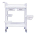 Stylish Medical Trolley Cart with 360Â°Rotate Wheels 2 Tier 275 Lbs Spacious Spa Beauty Salon Rolling Trolley with Dirt Buckets Drawers Heavy Duty Medical Utility Cart for Hospital Dental Clinic Beauty Salon