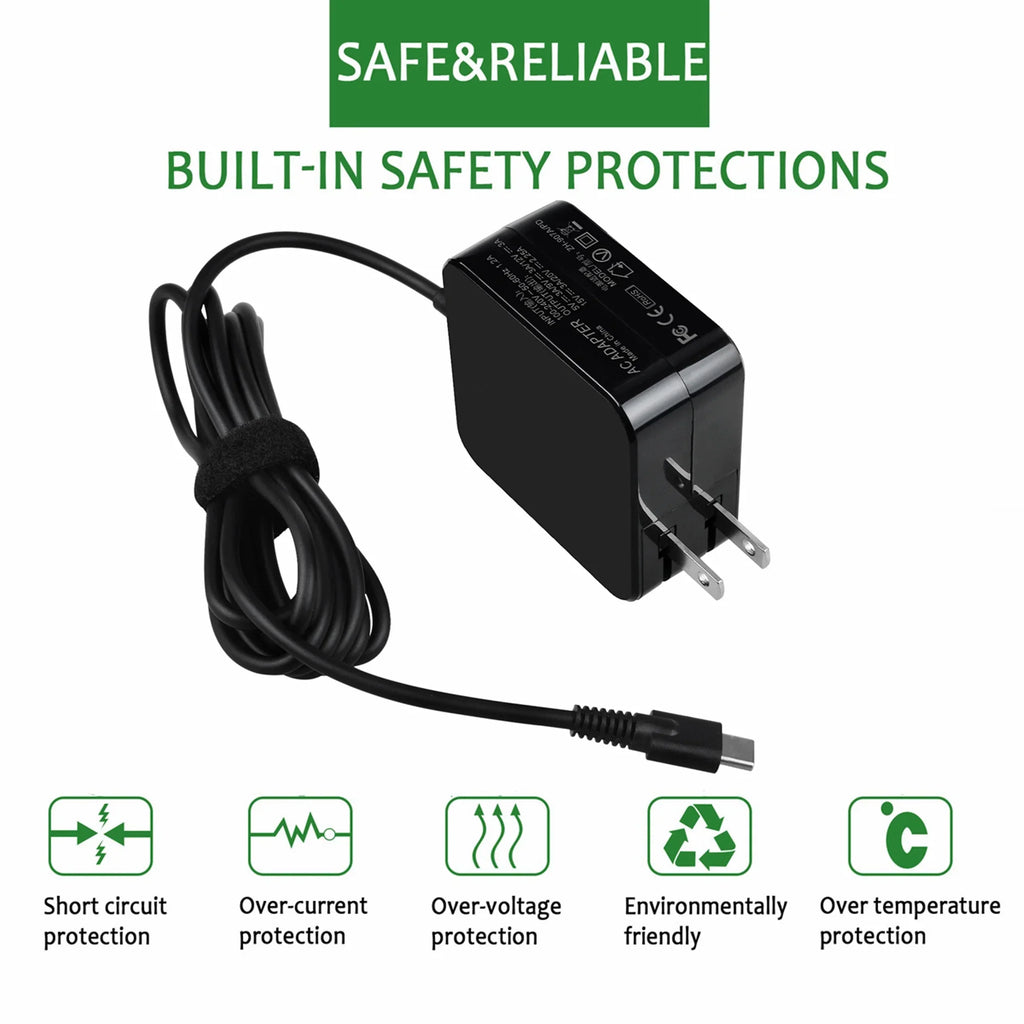 KONKIN BOO Compatible 45W Type-C AC Adapter Charger Replacement for 300e Chromebook 2nd Gen MTK Type 81QC