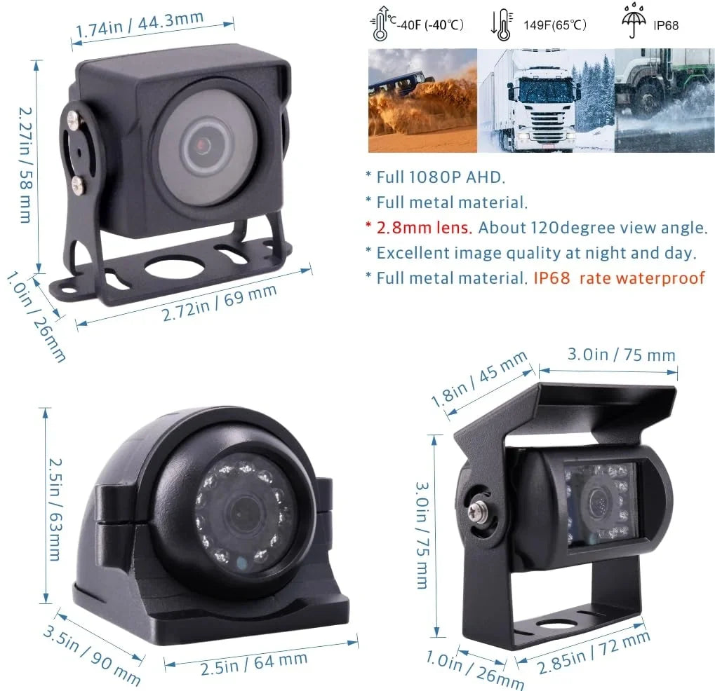 JOINLGO 4-CH WiFi GPS 1080P Truck Camera System Real-time Lopp Video Record Video, Remote View on APP/Web, Waterproof 120 Large View Angle Camera for Van RV Bus