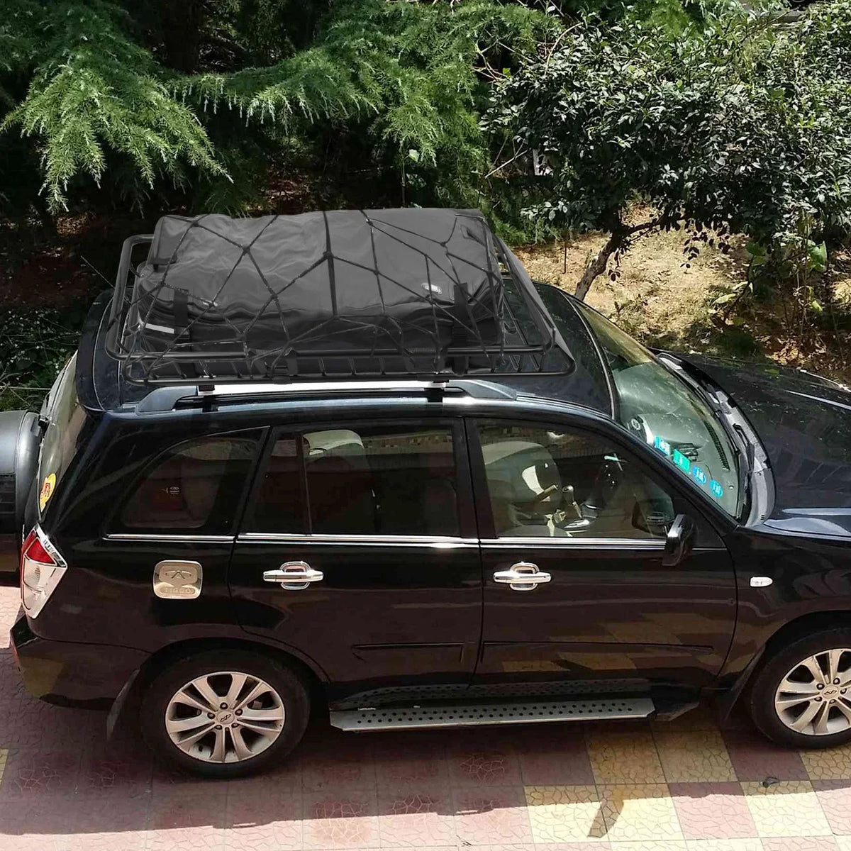 Stylish Universal Roof Rack Cargo Carrier, iMounTEK Extension Car Top Luggage Basket, 220 lb. Capacity Roof Rack Basket with Elastic Net and 10 Hooks, 63x39x6.3in, Black