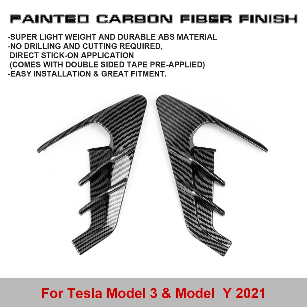 Xotic Tech Side Marker View Camera Indicator Turn Signal Cover Trim, Carbon Fiber Pattern, Compatible with Tesla Model 3 Model Y 2021+