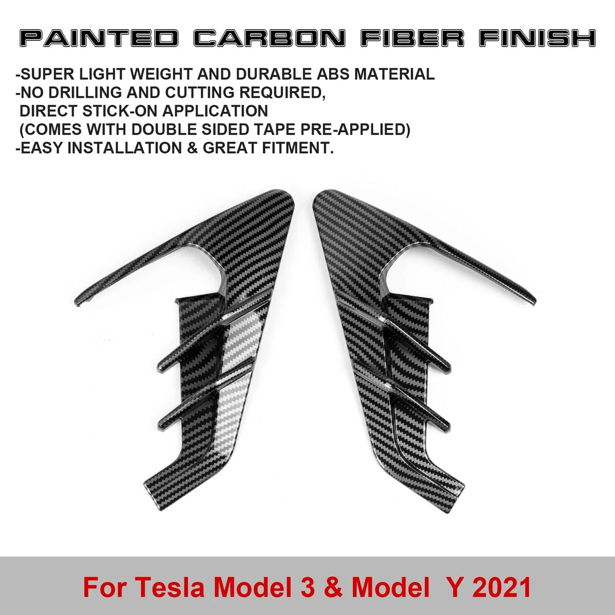 Xotic Tech Side Marker View Camera Indicator Turn Signal Cover Trim, Carbon Fiber Pattern, Compatible with Tesla Model 3 Model Y 2021+