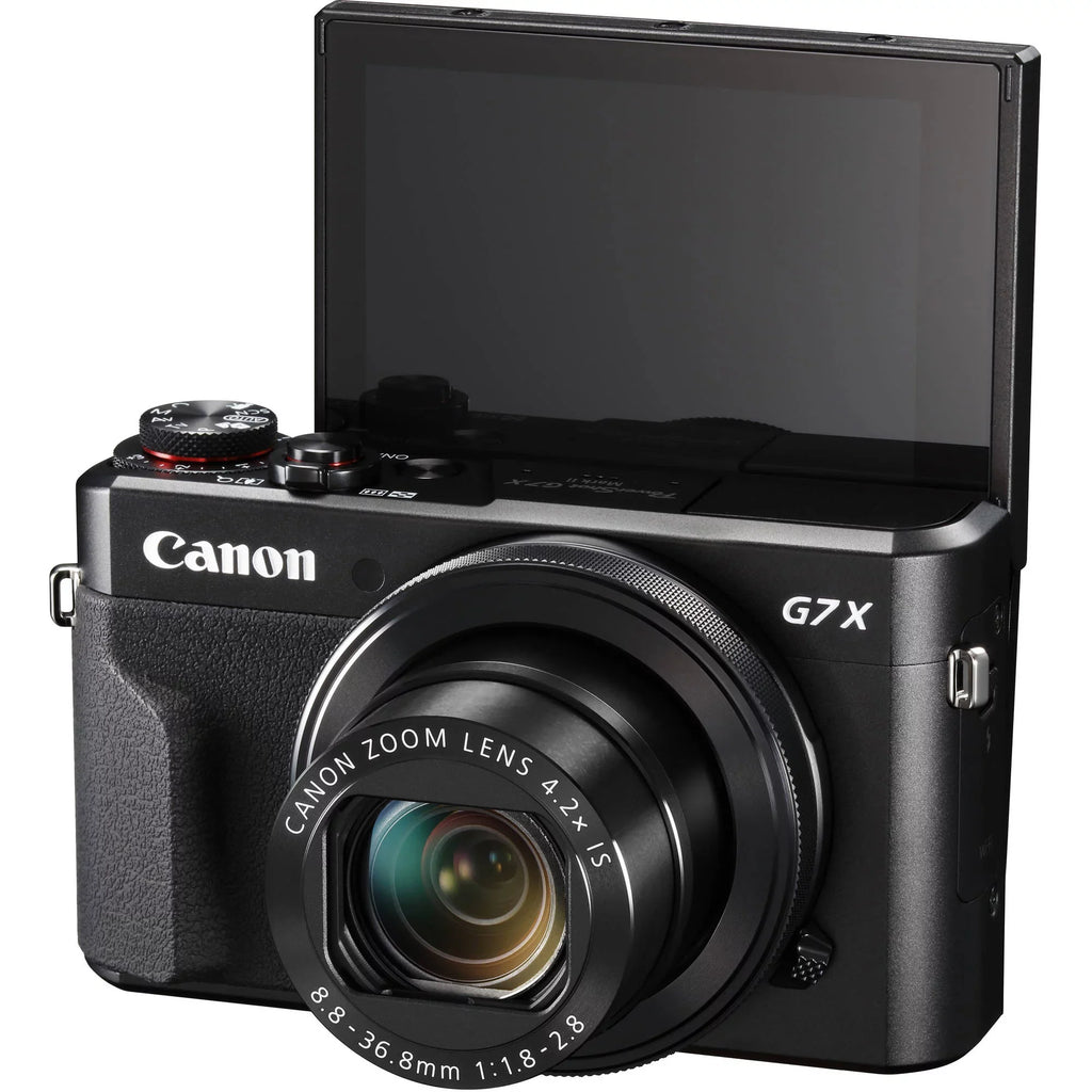 Stylish Canon PowerShot G7 X Mark II Digital Camera (Black) with Essential Accessory Bundle - Includes: SanDisk Ultra 64GB SDXC Memory Card, Extended Life Replacement Battery, Tripod, Carrying Case & More