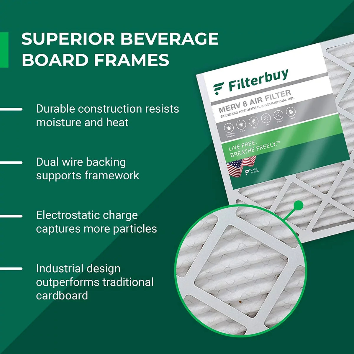 Stylish Filterbuy 17x21x1 MERV 8 Pleated HVAC AC Furnace Air Filters (5-Pack)