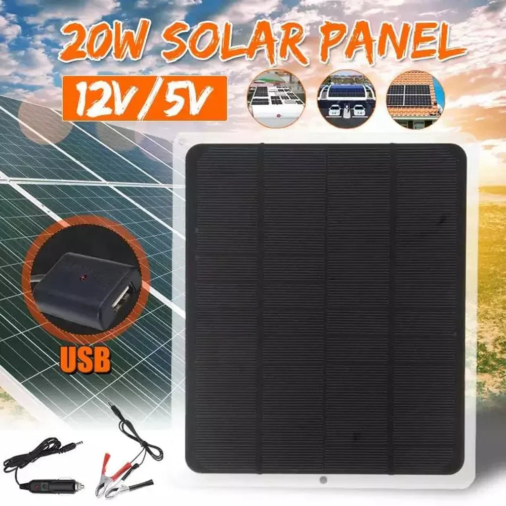 Stylish moobody 20W Removable Solar Panel, Portable Solar Power Recharger for Camping Hiking Car Light Fan